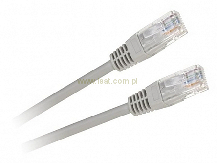 Patchcord przewód kabel UTP kat. 5e 10m szary wtyk - wtyk