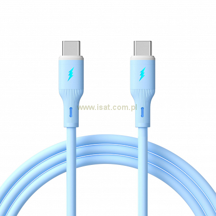 Kabel USB Akyga USB type C (m) / USB type C (m) ver. 2.0 60W 1m niebieski silikonowy