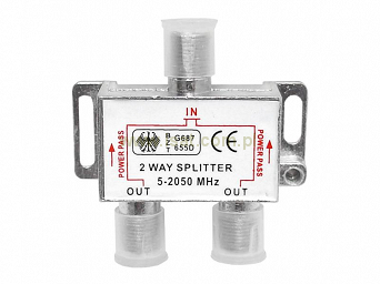 Rozgałęźnik splitter RTV-SAT dwukrotny ZLA0635 5-2450MHz DC Pass
