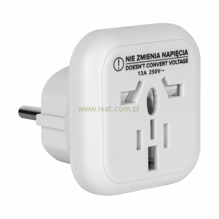 Adapter podróżny wtyk PL - gniazdo UK, USA, CN, Australia