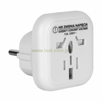 Adapter podróżny wtyk PL - gniazdo UK, USA, CN, Australia