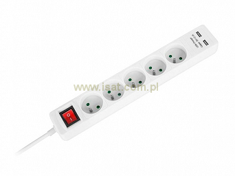 Przedłużacz elektryczny 5 gniazd + ładowarka 2xUSB 5m