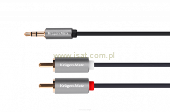 Przewód kabel audio wtyk Jack 3,5mm - 2x wtyk RCA (Cinch) długość 1,8m K&M