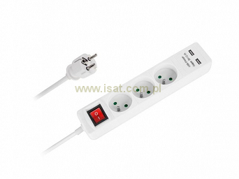 Przedłużacz elektryczny 3 gniazda + ładowarka 2xUSB 5m