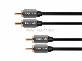 kabel 2xRCA-2xRCA długość 0,5m firmy Kruger&Matz solidne metalowe wtyki