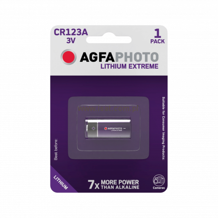Bateria AgfaPhoto CR123 1szt. CR123A CR17345 do czujek PIR