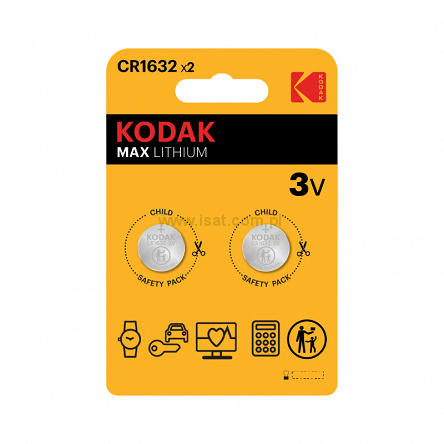 Bateria guzikowa KODAK MAX Lithium 3V CR1632  2 szt. 