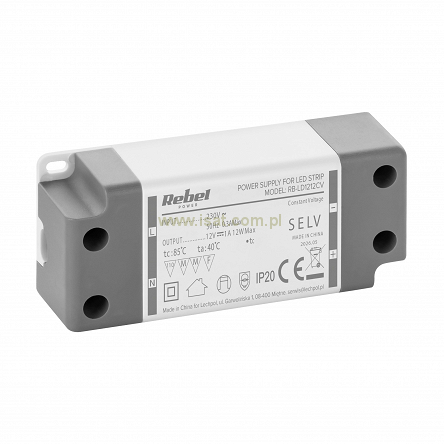 Zasilacz Rebel do sznurów LED 12V/1A max.12W IP20 wewnętrzny