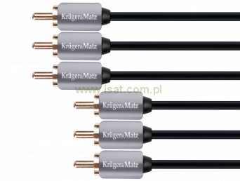Kabel 3RCA-3RCA component 1.8m Kruger&Matz metalowe wtyki