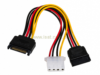 Adapter rozgałęźnika SATA Power na SATA + Molex 15cm Akyga AK-CA-32