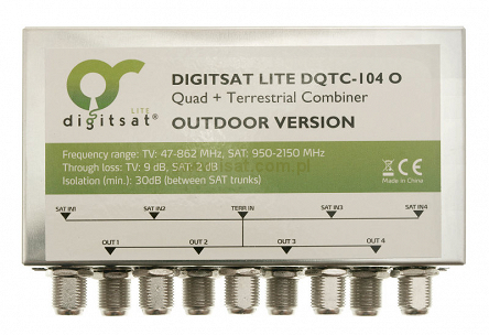 Zwrotnica sumator RTV-SAT do konwerterów Quad DQTC104/O zewnętrzna