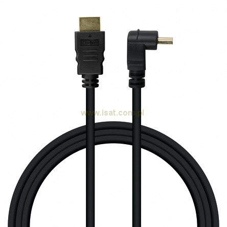Kabel HDMI 1,5m wtyk prosty - wtyk kątowy dolny